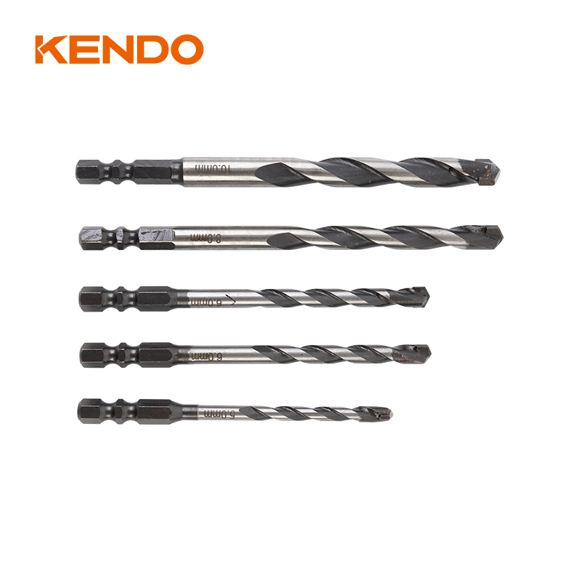 5pc Multi-purpose Drill Bit Set, White & Black Finish